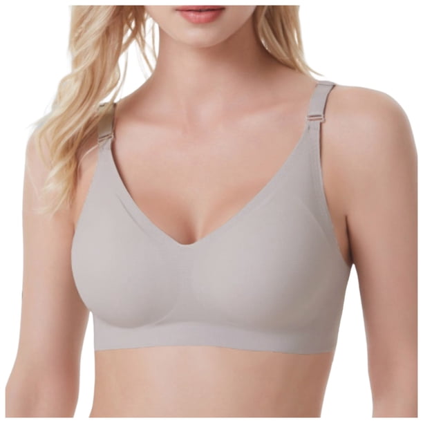 Sujetador transparente con tirantes para mujer - Tirantes convertibles sin espuma y sin cordones para la espalda