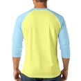 thumbnail image 4 of Men's T Shirts 3/4 Sleeve Button Henley Neck Color Block Pullover Tops Lightweight Classic Slim Fit Workout Basic Tees Z002-Light Yellow 3XL, 4 of 6