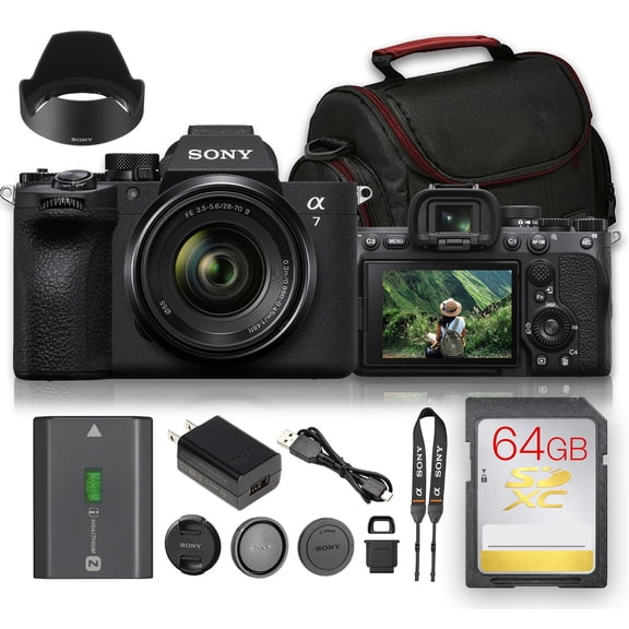 Sony a7 V Mirrorless Camera with 28-70mm II Lens | 33MP Full-Frame, 5-Axis IBIS, Real-Time AF, 4K Video   64GB Card   Bag