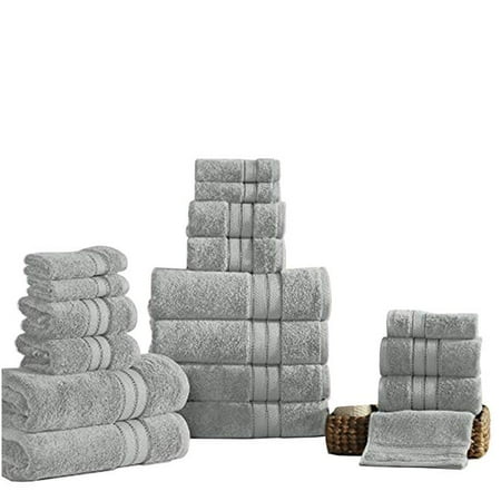 

Bergamo Spun Loft Towel Set with Striped Pattern Gray - 18 Piece