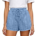 thumbnail image 7 of longantii Shorts for Women Trendy Summer Casual Loose Comfy Elastic Waist Drawstring Shorts with Pockets Beach Vacation Clothes Sky Blue L, 7 of 7