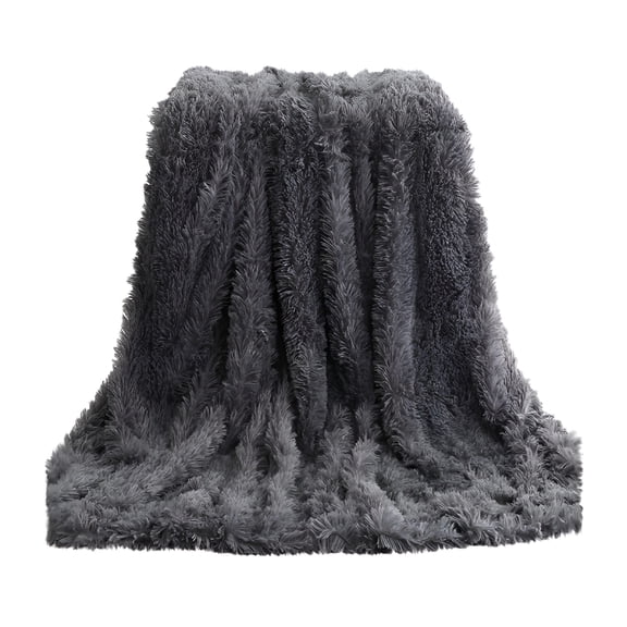 AUQ Decorative Extra Soft Faux Fur Throw Blanket 46.8" x 31.2",Solid Reversible Fuzzy Lightweight Long Hair Shaggy Blanket,Fluffy Cozy Plush Fleece Comfy Microfiber Fur Blanket for Couch Sofa Bed