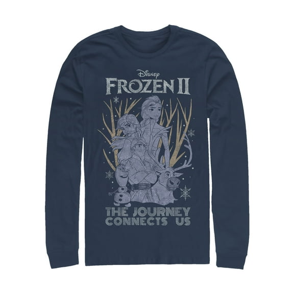 Men's Frozen 2 Vintage Journey Connects  Long Sleeve Shirt Navy Blue 2X Large