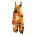 thumbnail image 2 of Halloween Jumpsuits for Women Linen Spaghetti Straps Wide Leg Overalls Floral Print Long Rompers, 2 of 6