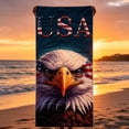 thumbnail image 6 of ZhangC 4th of July Patriotic Beach Towel, 30x60 Inch American Flag Beach Towel, Red White and Blue Patriotic Comfortable Soft Highly Absorbent Towel for Beach Pool Gym Travel Vacation, 6 of 6