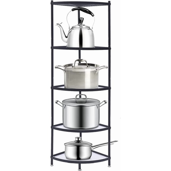 5 Tier Pan Organizer Rack for Kitchen Cabinet, Pan Organzier Rack,Pot and Pan Organizer, Pan Rack Shelf for Kitchen Cabinet Organizers and Storage