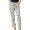 thumbnail image 2 of Aojekbee Women Spring Summer Flared Pants Elastic Waistband Plaid/Floral/Geometric Pattern Print Pants Slim Fit Bell-bottom Pants, 2 of 10