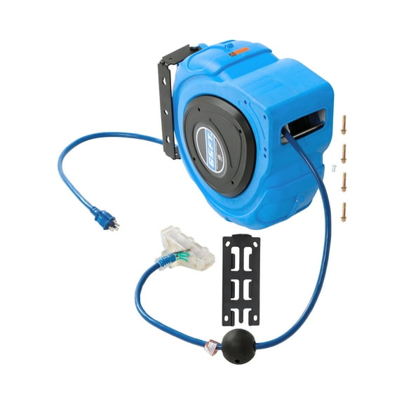 65FT 3C/12AWG SJTOW Retractable Extension Cord Reel Power Cord Reel