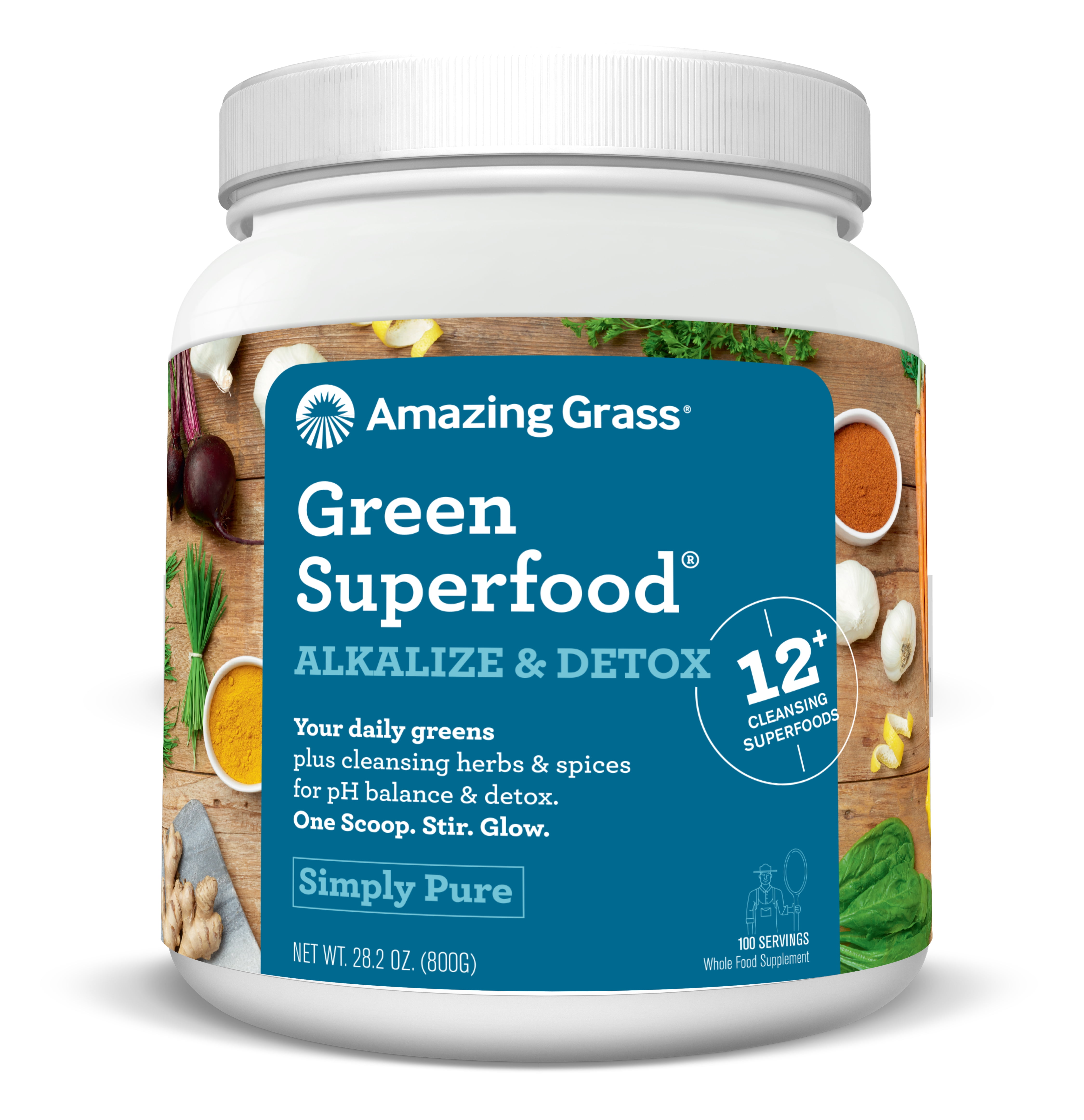 Amazing Grass Organic Alkalize and Detox Simply Pure Greens Blend, 8.5 Ounce