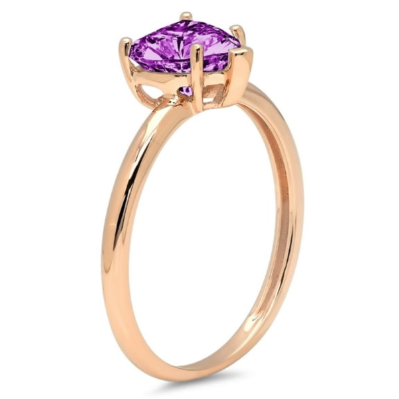 2 ct Heart Cut Simulated Alexandrite Solitaire Engagement Ring for Women in 18K Rose Gold
