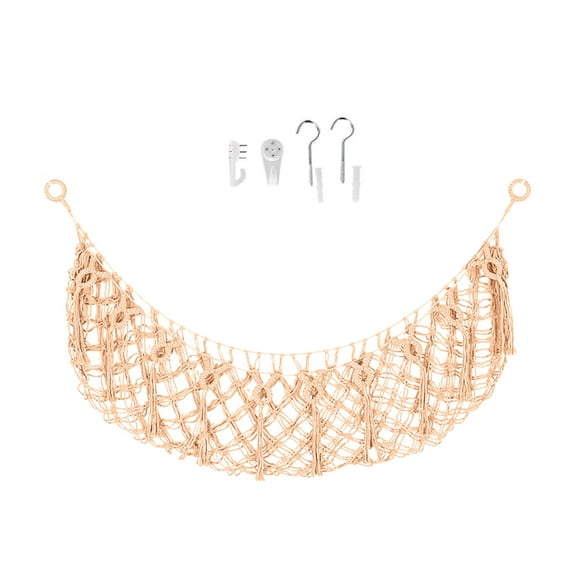 Macrame Toy Storage Net Handwoven Rope Wall Organizer for Kids Room Large Nursery Storage 60 Inches Durable Home Display