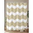 thumbnail image 4 of Light Brown Shower Curtain, Sea Wave Ripple Stripe Waterproof Shower Curtain Set with 12 Hooks Lightweight Washable Fabric Shower Curtains for Bathroom 36x72 Inches, 4 of 6