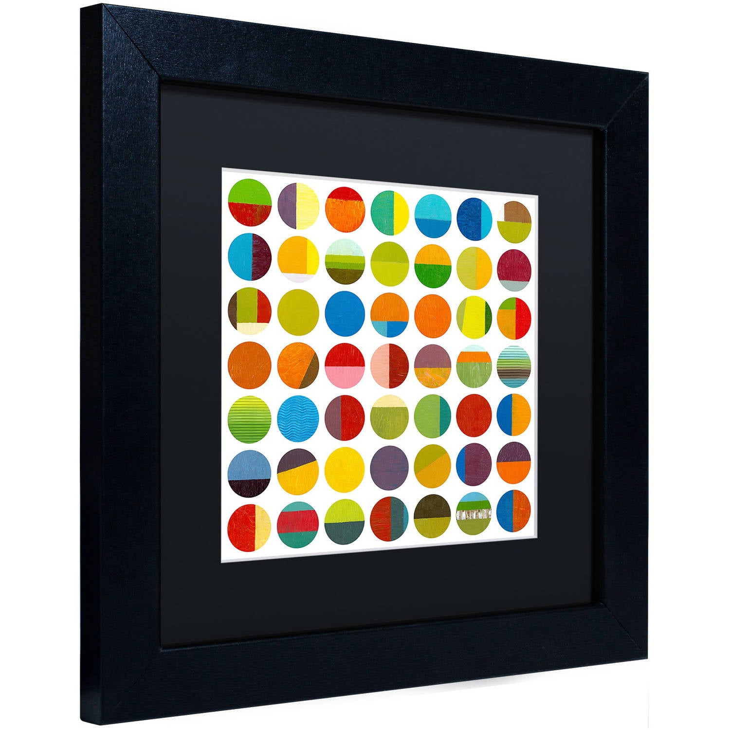 Trademark Fine Art "Forty Nine Circles" Canvas Art by Michelle Calkins, Black Matte, Black Frame