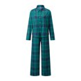 thumbnail image 2 of AIGUR Family Matching Christmas Pajamas Set, Green Blue Plaid Long Sleeve Button‑Up Shirt  Pants Soft Sleepwear for Holiday, 2 of 10
