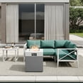 thumbnail image 6 of MAISON HUIS Outdoor Aluminum Patio Furniture Set with Fire Pit Table, 3 Piece All-Weather Patio Sectional Conversation Sets with 6 Inch Cushions for Backyard, Porch (White), 6 of 7