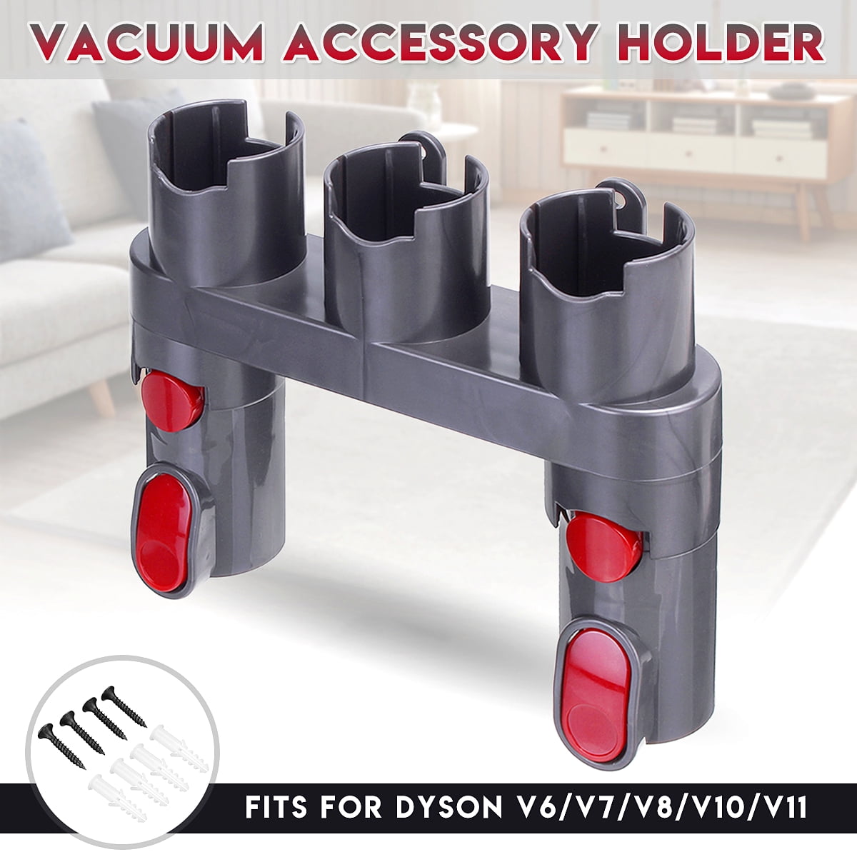 Grey Plastic Wall Mount Accessory Storage Rack Holder Vacuum Cleaner