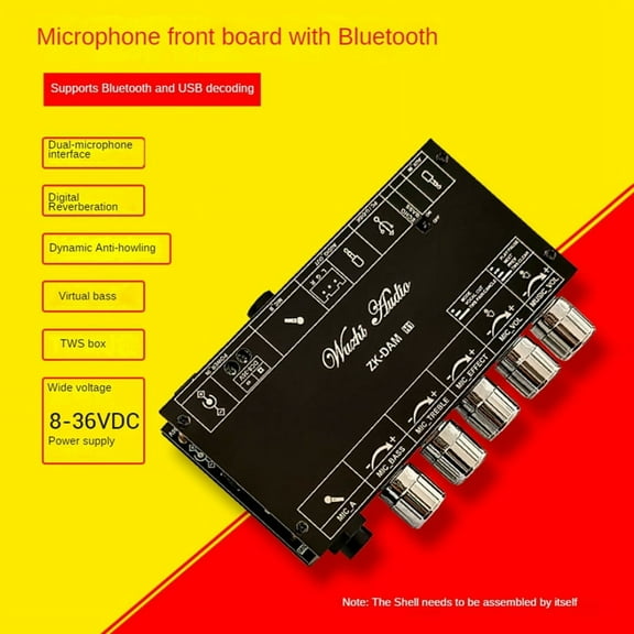 DAM H1 Microphone Preamplifier Board Digital Karaoke Reverberation Board with Bluetooth Decoding Amplifier DC 8-36V