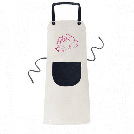 

Flower Lotus Flower Pattern Apron Adjustable Bib Cotton Linen BBQ Kitchen Pocket Pinafore