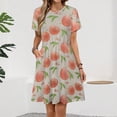 thumbnail image 2 of Hand Drawn Peach Pattern Women's Dress Short Sleeve Summer Sundress Summer Women Clothes, 2 of 7