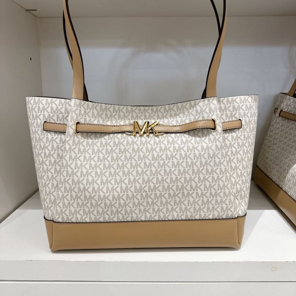 Michael Kors Reed Large Belted Logo Tote (Camel Multi)