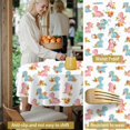 thumbnail image 5 of Dinosaur and Floral White Pattern Round Tablecloth 70"x70", Wrinkle Resistant Wipeable Table Cover for Kitchen Dining Room Picnic Patio and Party, 5 of 6