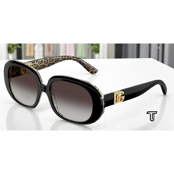 DOLCE N GABBANA DG4476 32998G Top Black On Leo Brown Grey 56mm Womens Sunglasses