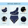 thumbnail image 3 of Eytino Women Swimsuits High Waisted Bikini Sets for Women Bathing Suits Color Block Trim Ruffle Hem Swimsuits 2025 Summer Beach Swimwear Navy Blue L, 3 of 8
