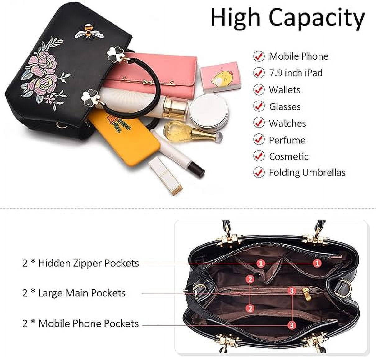 Purses and Handbags for Women, Tote Shoulder Bag Leather Satchel Top Handle for Ladies
