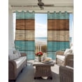 thumbnail image 3 of Farmhouse Aqua Brown Blackout Curtains for Bedroom - 84 Inch Long Light Blocking 2 Panels Set, Vintage Wooden Striped Thermal Insulated Living Room Drapes Grommet Window Curtains 52"x84", 3 of 8