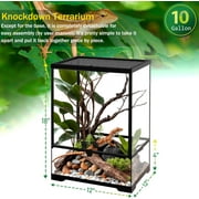 NEPTONION Professional Glass Terrarium 12x12x18 Durable Reptile Habitat Tank with Heat Resistant Aluminum Alloy Frame, Dual Front Swinging Doors for no Jam by Sand and Other Debris