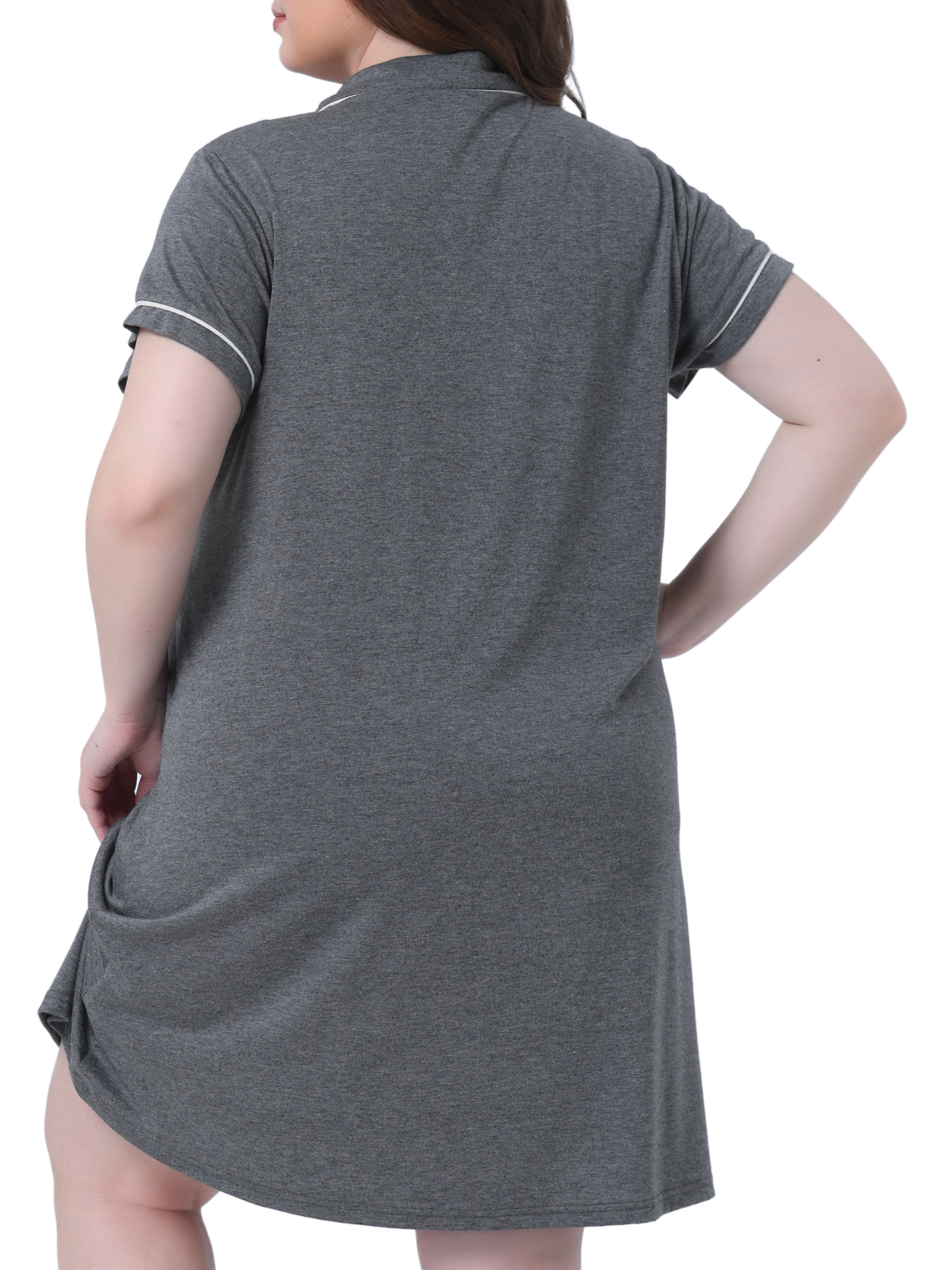 DARING DIVA Women's Plus Size Short Sleeves Sleep Shirt 4X Dark Gray