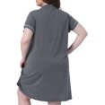 thumbnail image 4 of DARING DIVA Women's Plus Size Short Sleeves Sleep Shirt 4X Dark Gray, 4 of 6