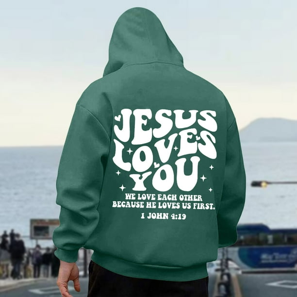 MHFRRA Sudadera con Capucha para Hombre, Informal, de Manga Larga, con Estampados Delanteros y Traseros, para Uso Diario En Otoño E Invierno Verde oscuro