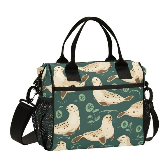 Cute Sea Lion Lunch Bag Insulated Lunch Box Leakproof Reusable Cooler Tote Adjustable Shoulder Strap for Men Women 9L