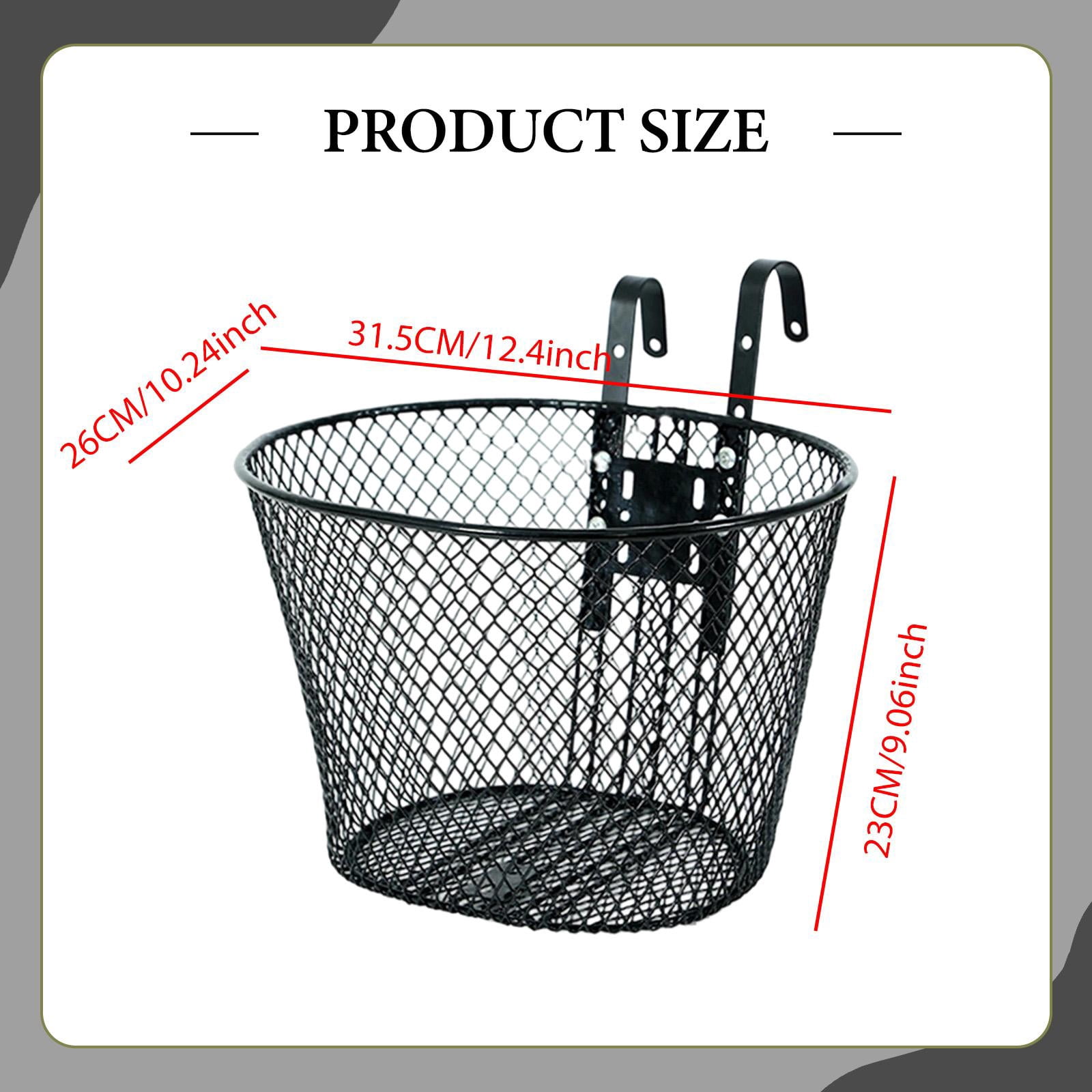 EHJRE Bike Front Basket Bicycle Front Handlebar Basket Sturdy Small Pet Dog Cat Carrier Hanging with Hooks for Beach Trips Shopping Black