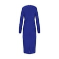 thumbnail image 5 of Oksale Plus Size Pencil Dresses for Women with Ruffle Dector Slim Fit Midi Dress Cozy Long Sleeve Office Dress Casual Crewneck Dresses Bodycon Business Office Dresses Blue XL, 5 of 6