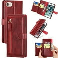 thumbnail image 7 of Kaleidio Case For Apple iPhone SE (2020), iPhone 8, iPhone 7 [MyJacket] PU Leather [Zipper Pocket][Card Slots] Wallet Hybrid Flip Cover w/ Overbrawn Prying Tool [Red], 7 of 7