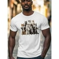 thumbnail image 2 of Seven Kittens Men's T Shirts Standing Cat T-Shirt for Men Animal Crew Neck Tees Cotton Tops, White, 3XL, 2 of 7