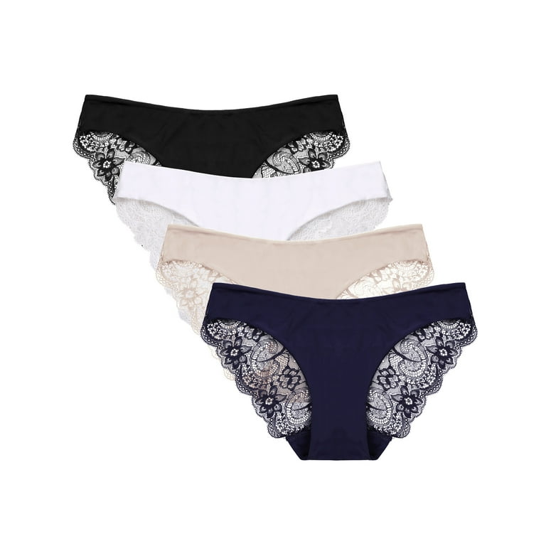 BeautyIn Women's Lace Thongs Sexy Lingerie Panties Pack of 4 