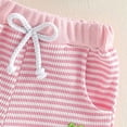 thumbnail image 6 of Xyant Toddler Baby Boy Girl Easter Outfit Waffle Stripe Bunny Carrot Embroidery Short Sleeve Shirt and Shorts Sets Summer Clothes (Pink,12-18 Months), 6 of 7