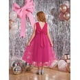 thumbnail image 5 of Oudiya Flower Girls Dress Bowknot V-Back Formal Pageant Ball Gown Party Wedding Tulle Long Dresses, 4-12Y, 5 of 7