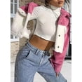 thumbnail image 6 of Womens Fuzzy Fleece Jacket Button Down Coats Casual Winter Warm Outwear with Pockets Pink S, 6 of 9
