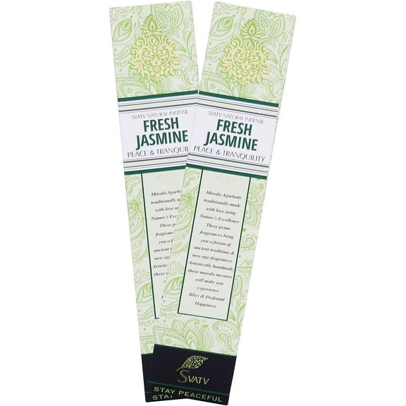 SVATV Ancient Method Jasmine Incense Stick with Pack of 2 Incense for Meditation, Yoga, Spiritual, Aromatherapy Energy Cleansing & Calm Down The Mind - 15g x 2 incense | 30g | 1.05oz