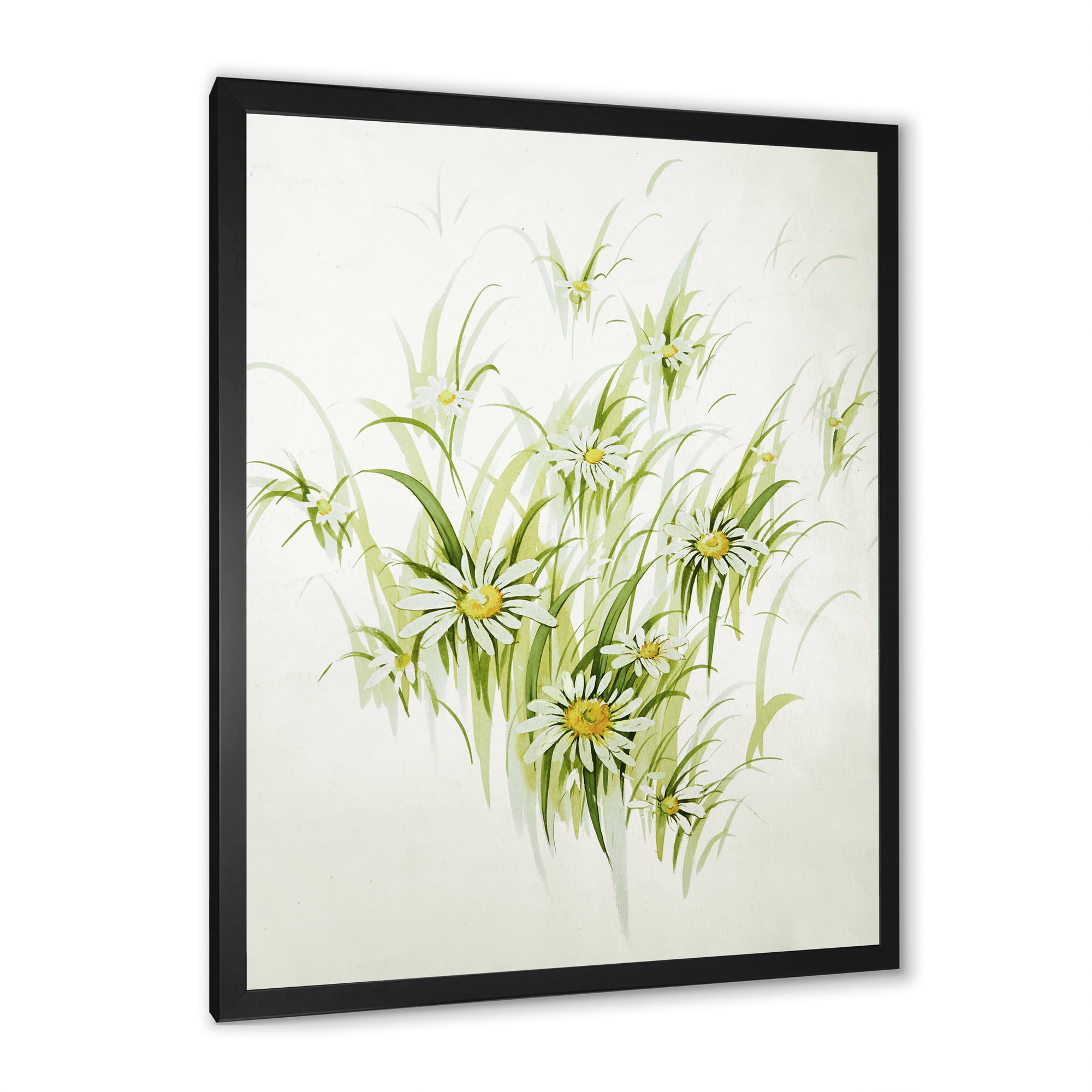 Designart 'Abstract Retro Drawing of Flowers I' Vintage Framed Art Print