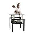 thumbnail image 2 of Triple Tree Indoor Tempered Glass Square End Table with Open Storage Shelf, Black, 2 of 9
