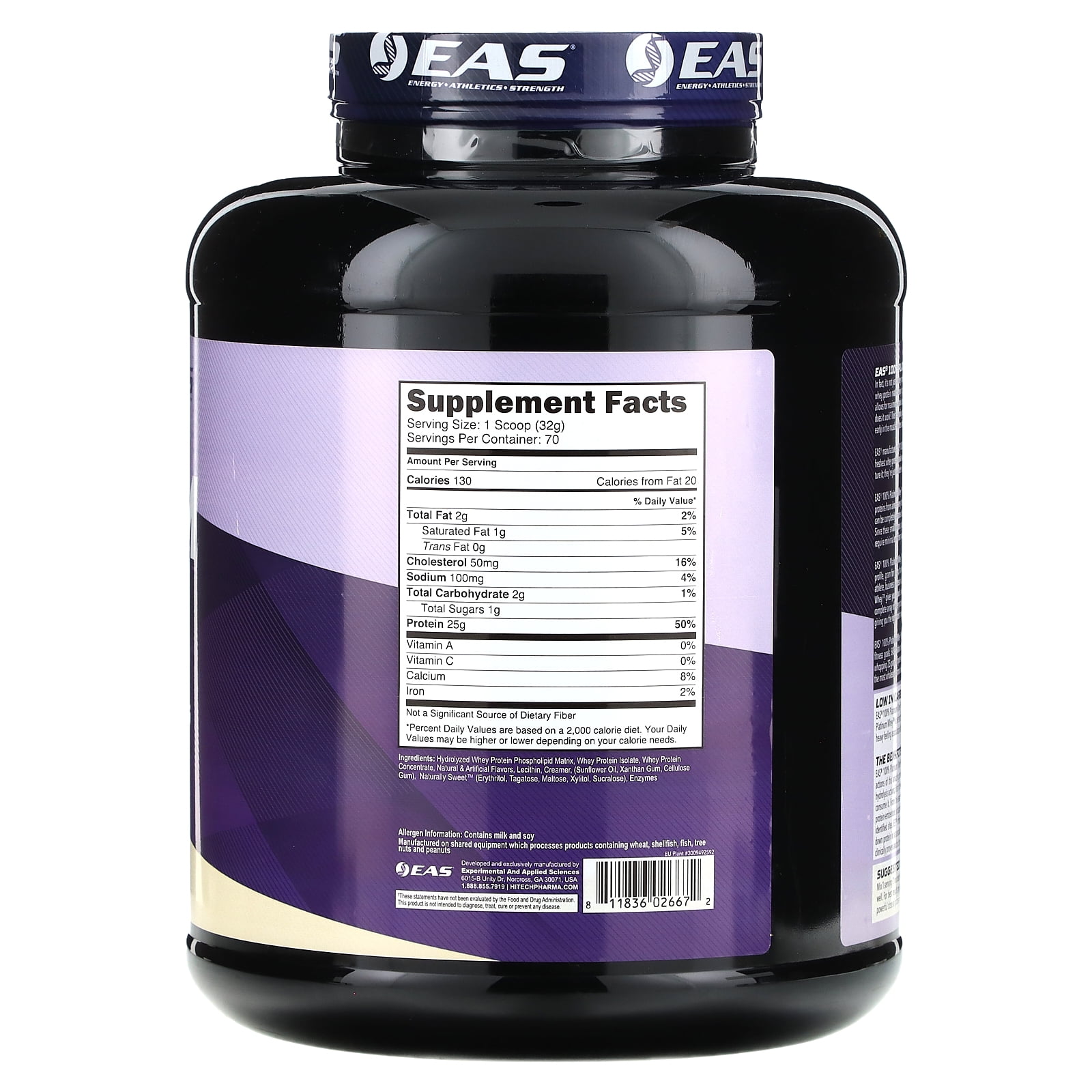 EAS 100% Platinum Whey Powder - 25g Protein, Anti Catabolic, 5.5g BCAAs - 5lb Vanilla Ice Cream