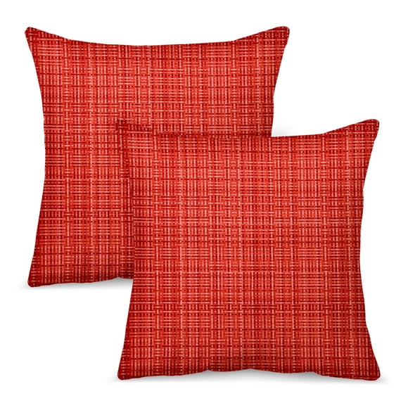 Uxcell Funda de Cojín Impermeable para Exterior de 2 Piezas, 20x20 Pulgadas, Textura de Tejido de Lino [Rojo]