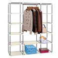 thumbnail image 4 of Portable Closet, Wattne 59 Inch Wardrobe Closet for Hanging Clothes with 1 Hanging Rods, 12 Clothes Storage Organizer Shelves, Khaki Closet Extra Durable, Quick and Easy to Assemble, 4 of 8