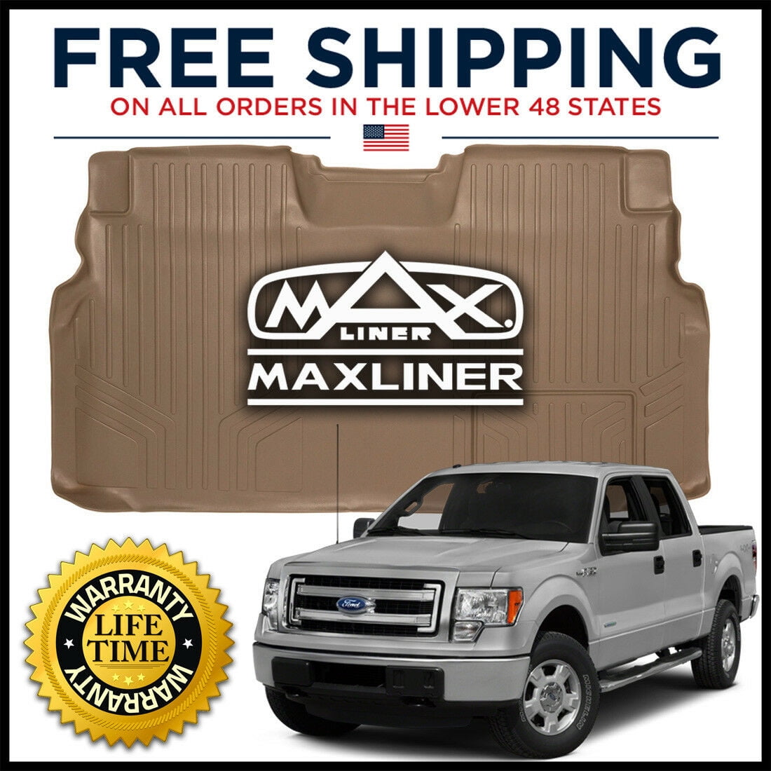 Black MAXLINER B0028 Floor Mats for Ford F-150 Super Crew Cab 2009-2014 2nd Row