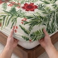 thumbnail image 3 of Cal.King Size Fitted Sheet Set - Christmas Cardinal 3 Piece Bedding Sets 16" Deep Pocket Fitted Sheet with 2 Pillowcases, Xmas Winter Pine Flower Berry on Linen Brushed Microfiber Hotel Bed Sheets, 3 of 9